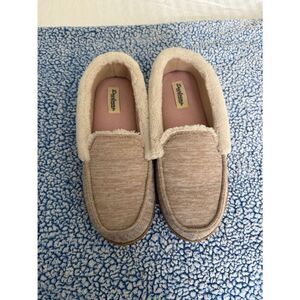 dearfoams Women's Tan Moccasin Slippers